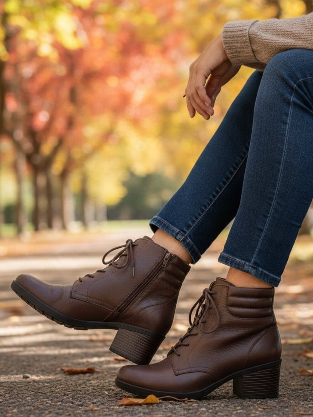 Clarks " Hollis Jasmine" Mahogany Leather Lace-up Boots